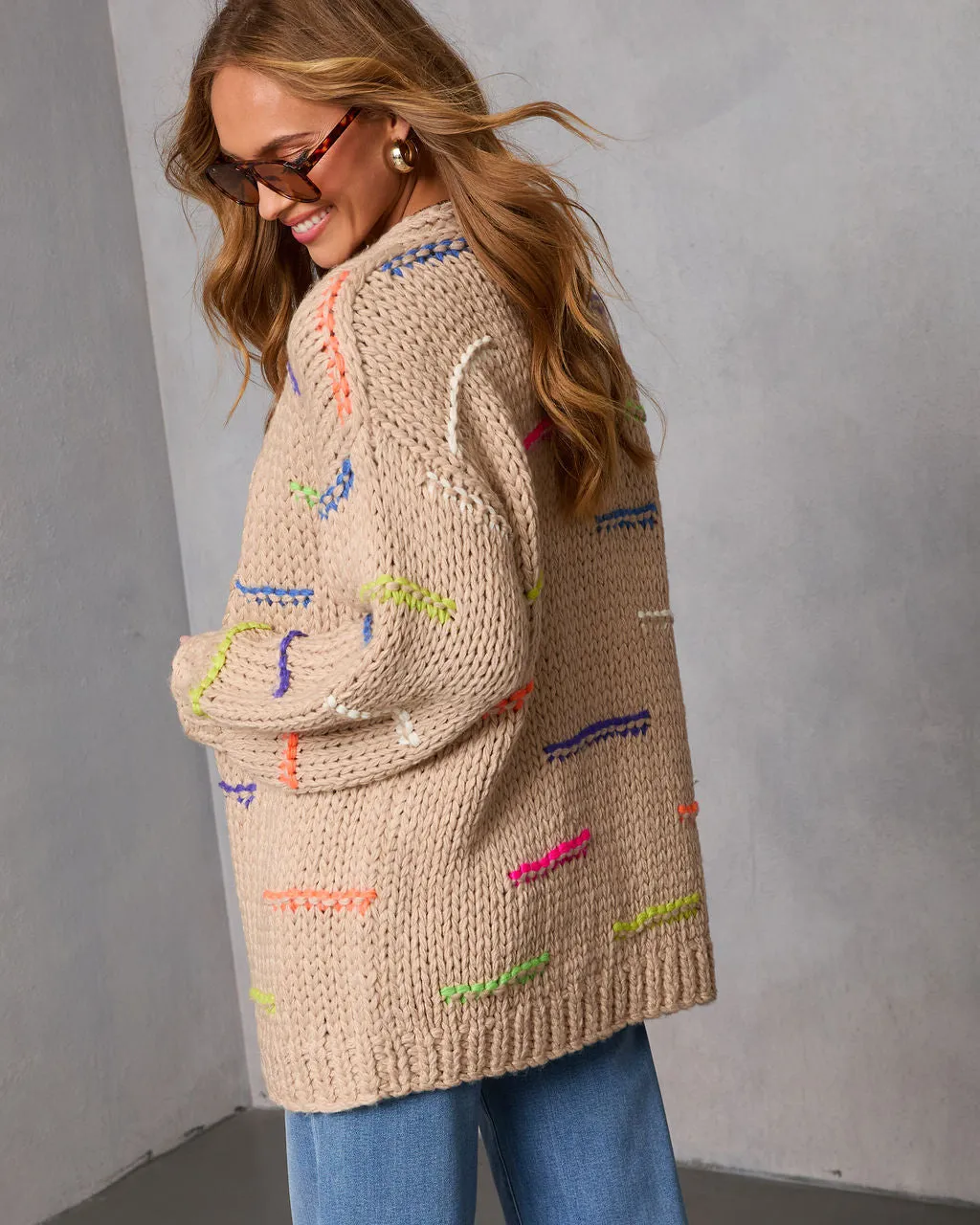 Lima Multi Color Stitch Knit Cardigan sold by Vici product image thumbnail 4