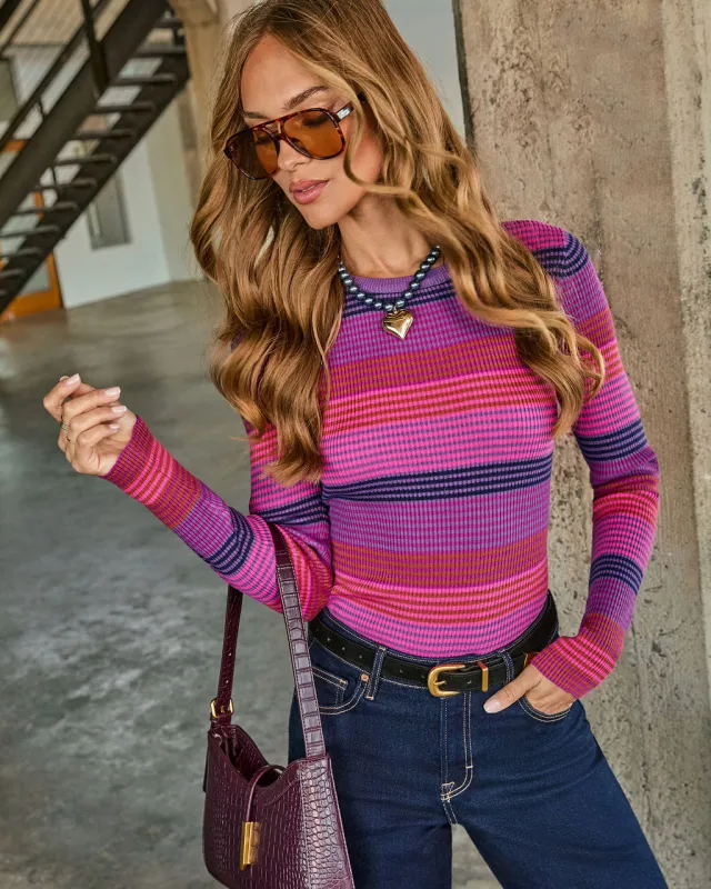 Bright Start Striped Colorblock Top sold by Vici