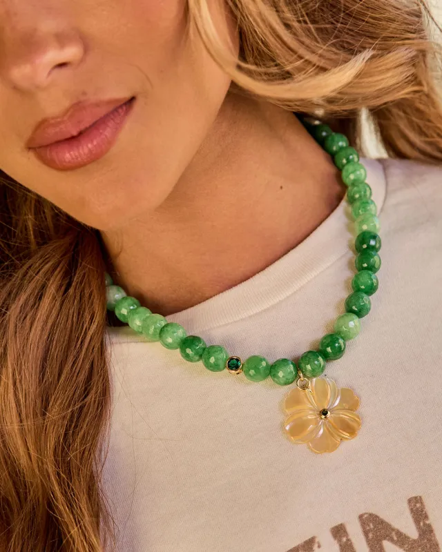 Rosette Dream Floral Charm Beaded Necklace sold by Vici