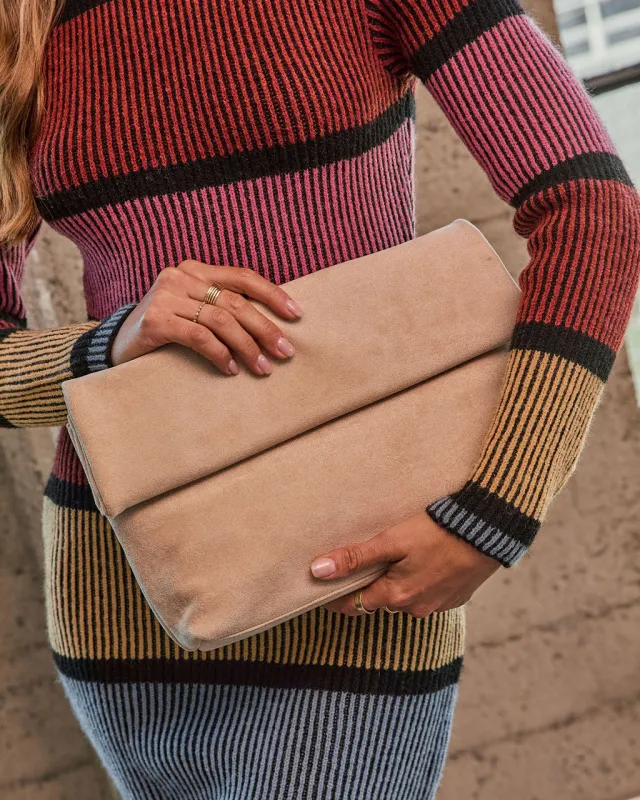 Maelyn Faux Suede Foldover Clutch sold by Vici