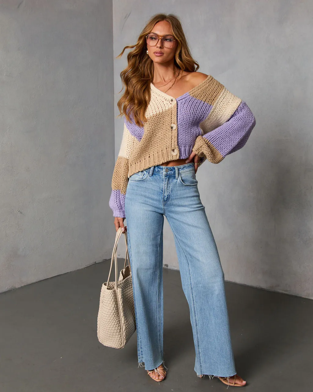 Calm Hour Chunky Color Block Cardigan sold by Vici product image thumbnail 2