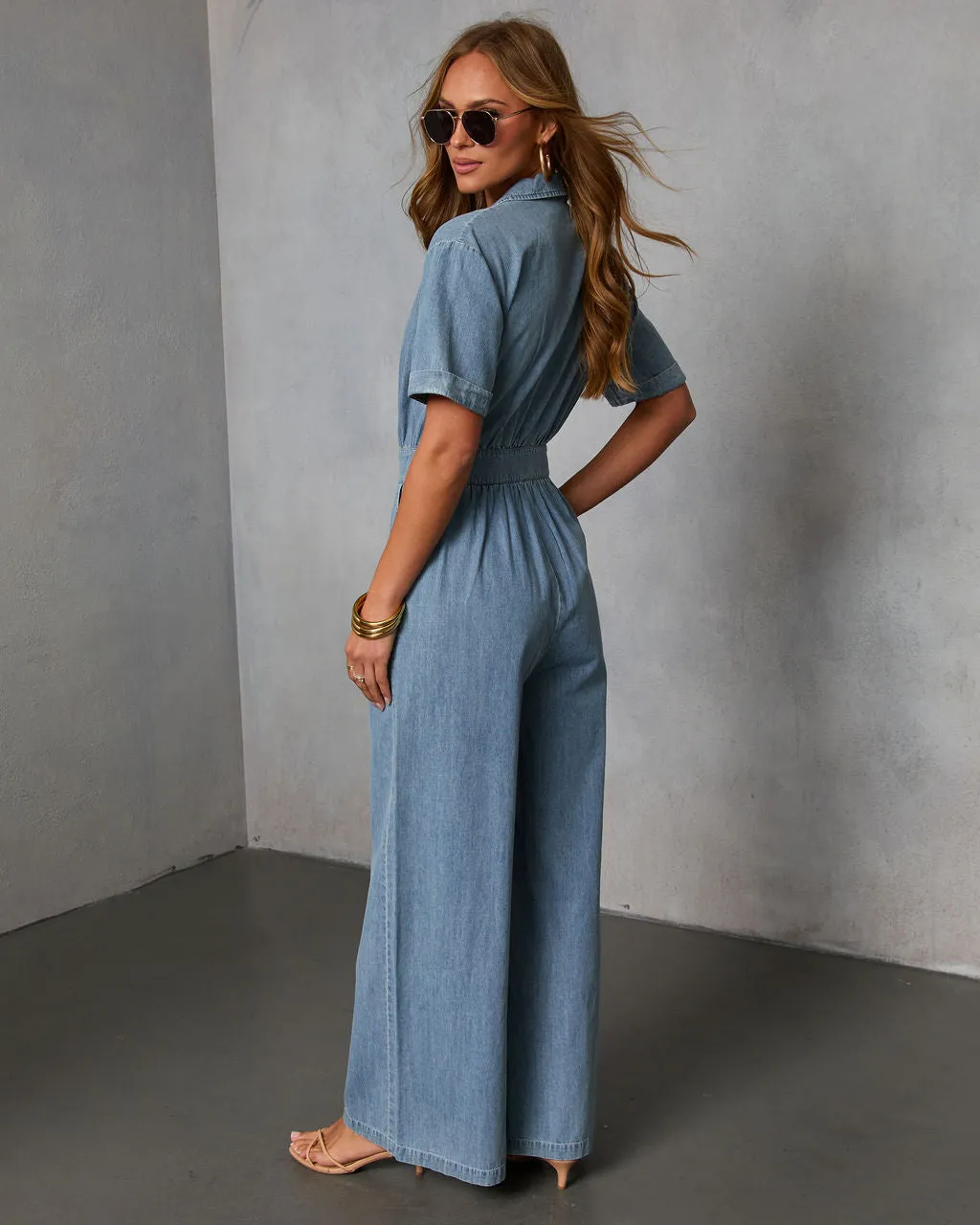 Cortado Short Sleeve Denim Jumpsuit sold by Vici product image thumbnail 4