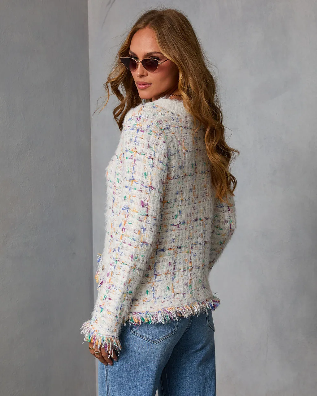 Frosted Desire Multi Color Frayed Knit Cardigan sold by Vici product image thumbnail 4