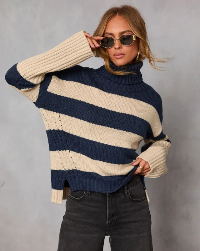 Evanora Striped Turtleneck Sweater sold by Vici