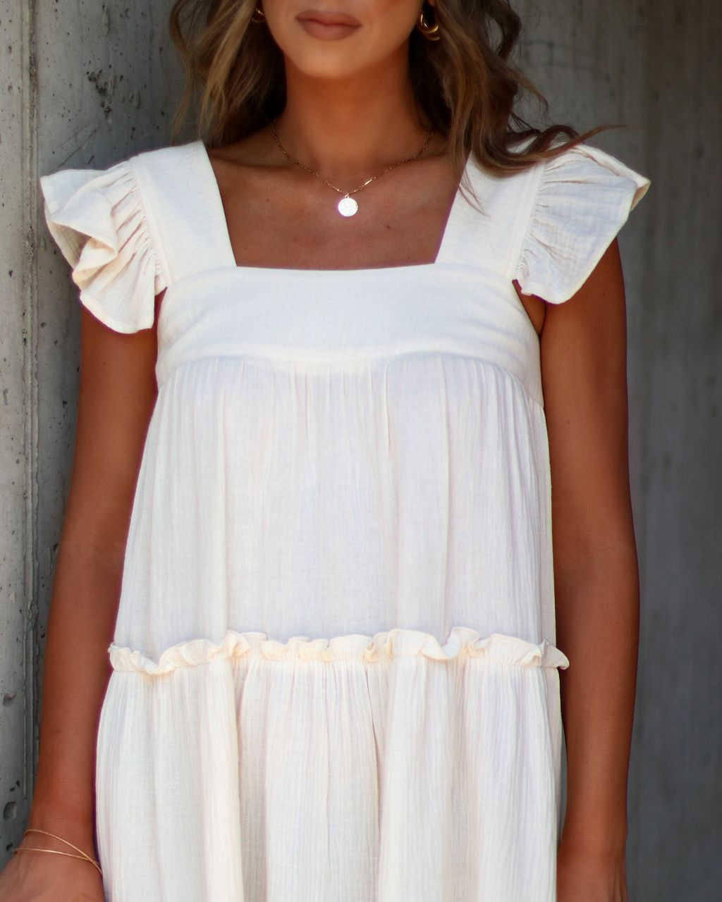 Mavien Ruffle Tiered Midi Dress - Ivory - SALE sold by Vici product image thumbnail 3