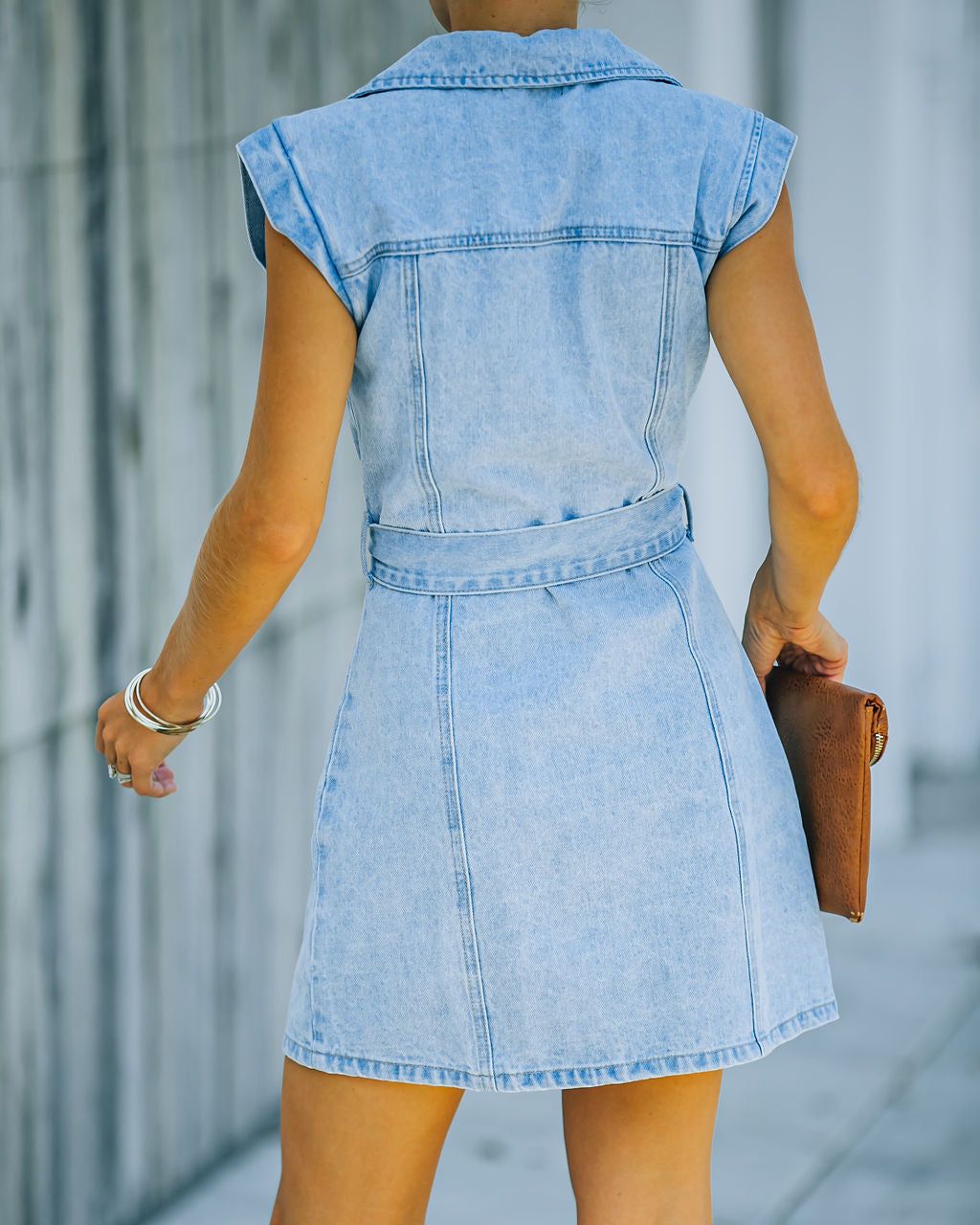 Halsted Belted Button Down Denim Dress - FINAL SALE sold by Vici product image thumbnail 2