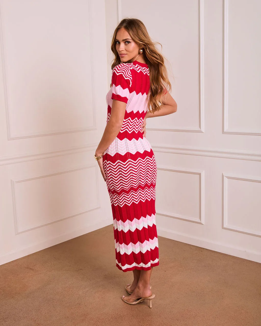 Caroleen Striped Midi Sweater Dress sold by Vici product image thumbnail 4