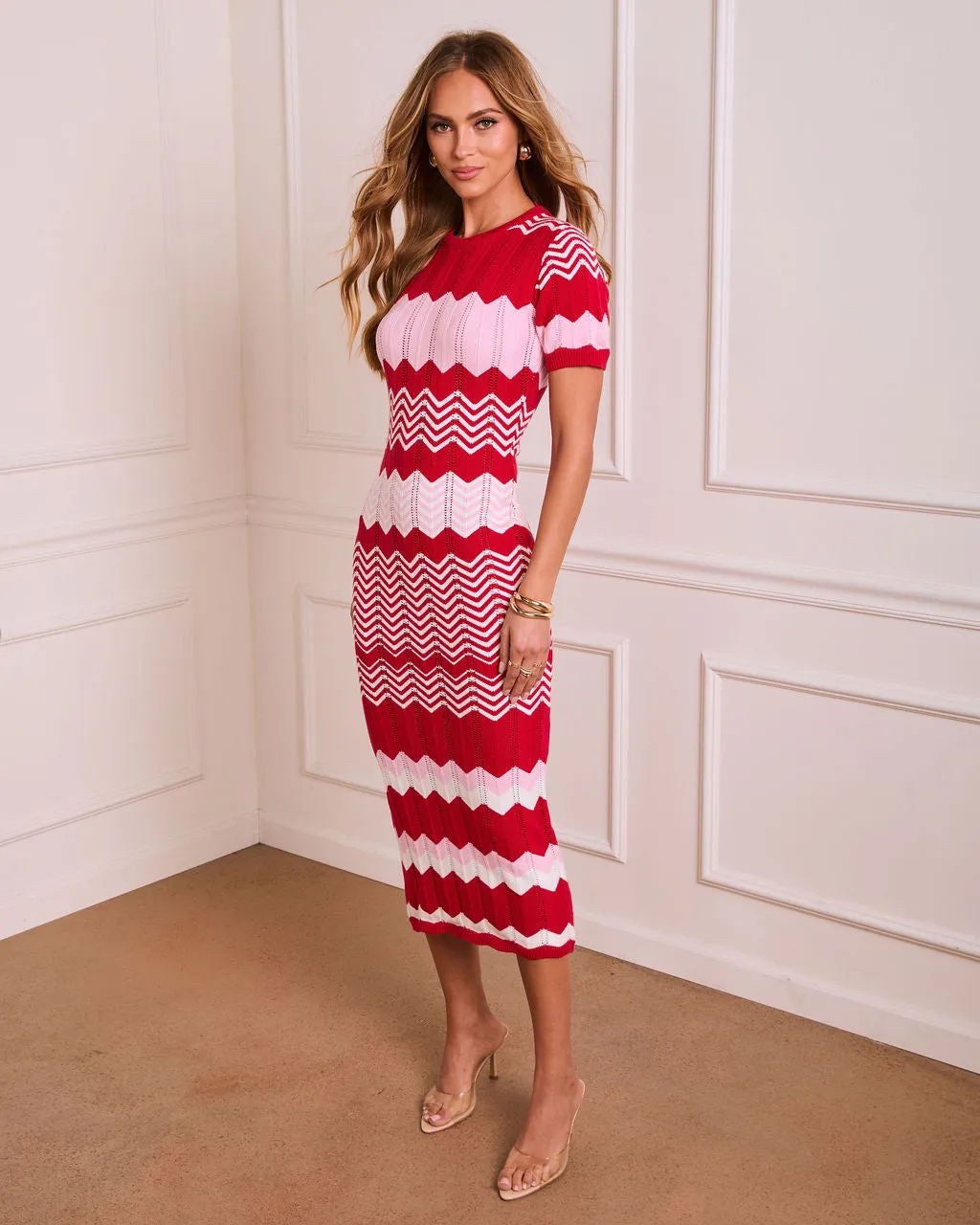 Caroleen Striped Midi Sweater Dress sold by Vici product image thumbnail 3