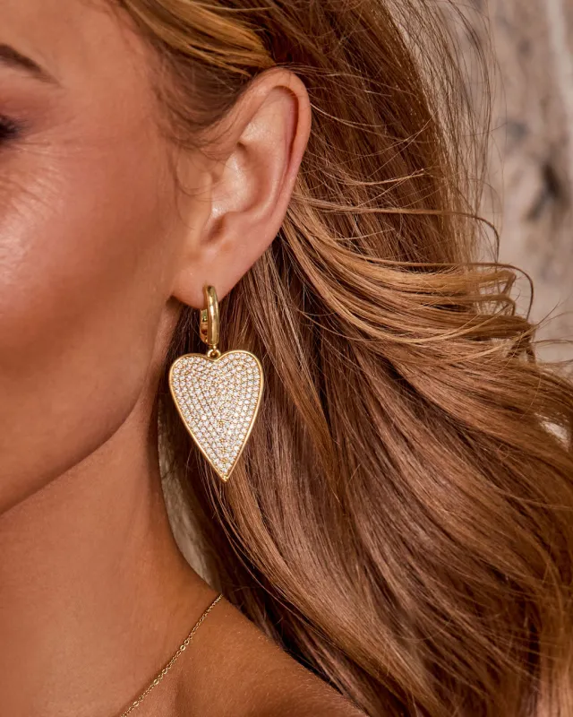Shimmer Lane Embellished Heart Earrings sold by Vici