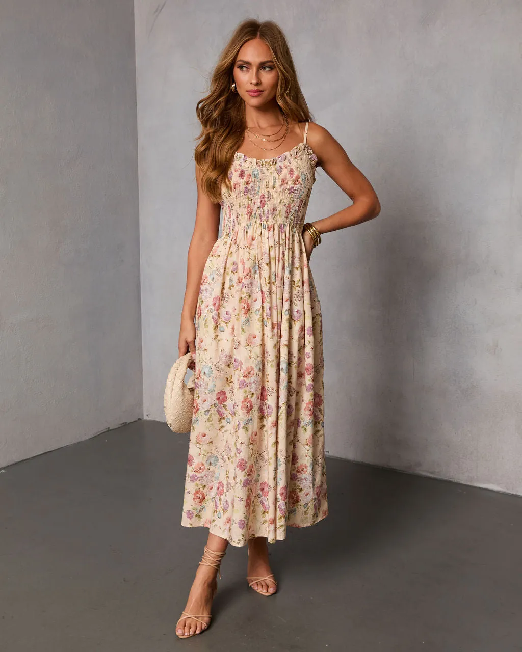 Fresh Fem Printed Sweetheart Maxi Dress sold by Vici