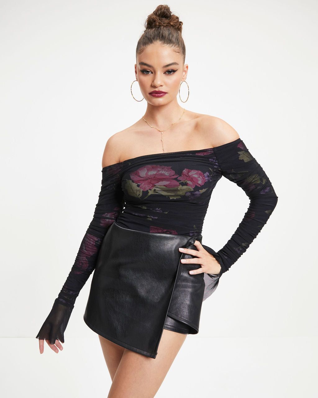 Keep A Secret Sheer Floral Off The Shoulder Top sold by Vici