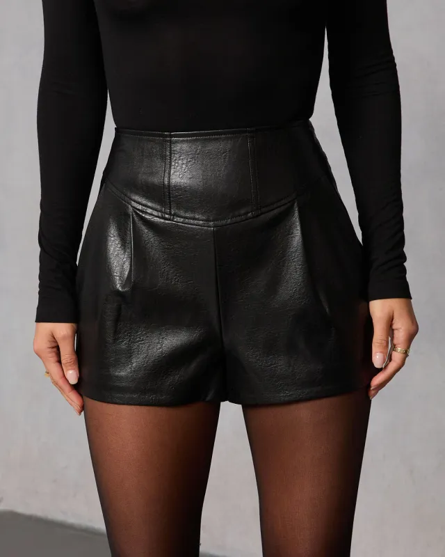 Night Rebel Vegan Leather Shorts sold by Vici