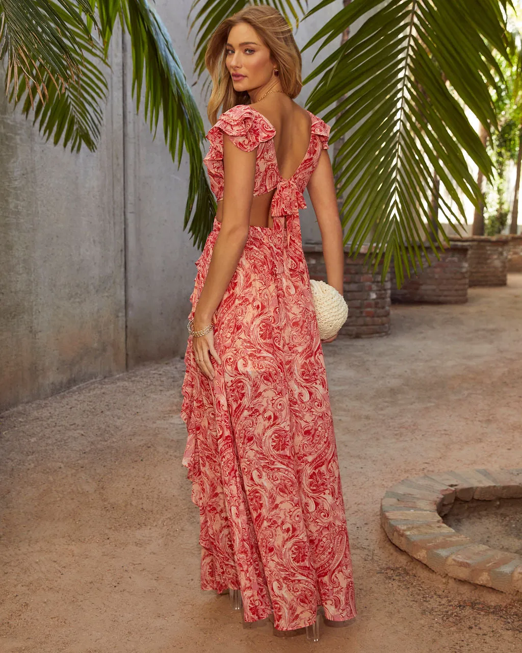 Soleil Printed Cutout Ruffle Maxi Dress sold by Vici product image thumbnail 4