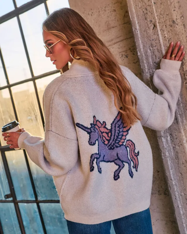 Unicorn Joy Knit Graphic Novelty Cardigan made by Vici