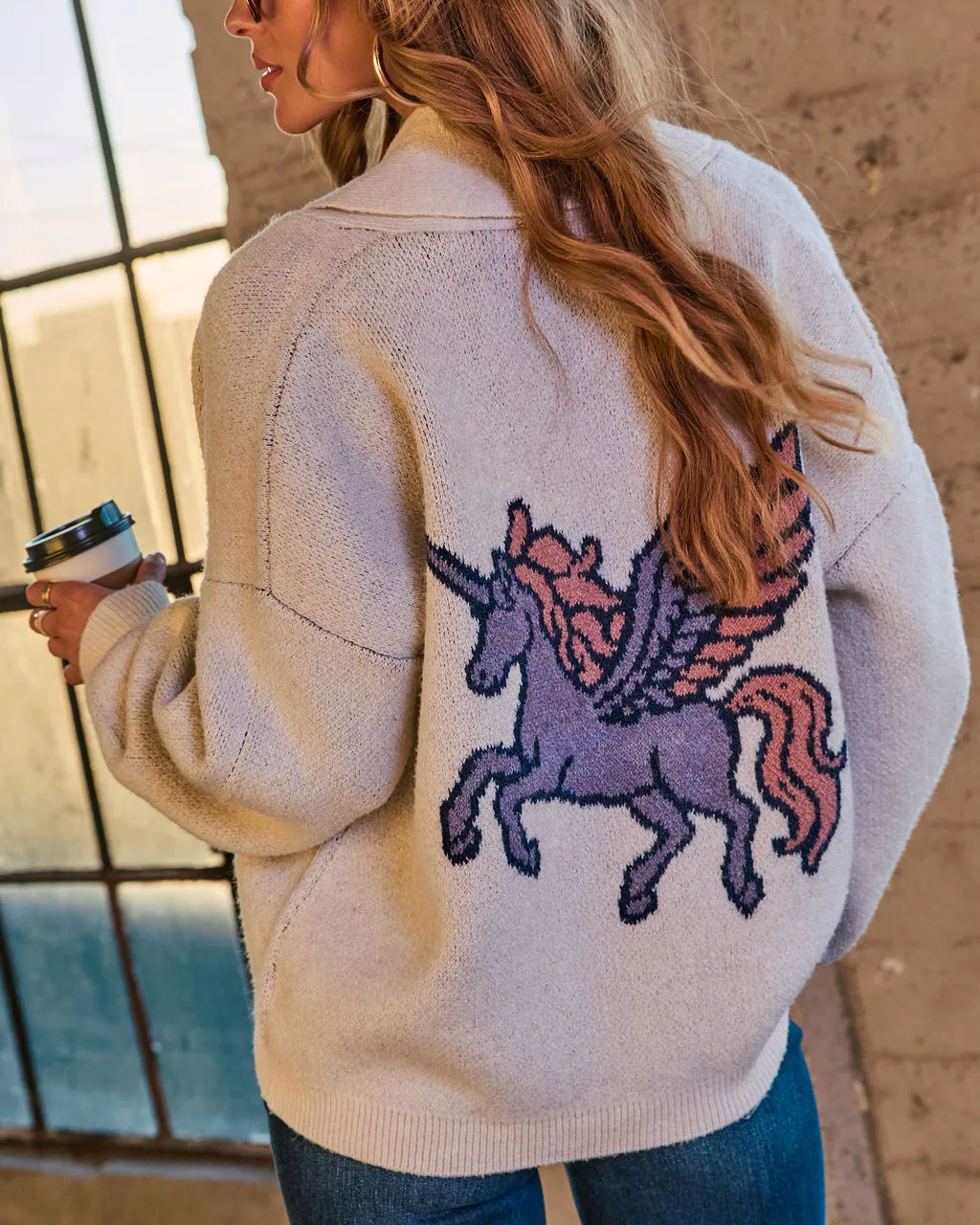 Unicorn Joy Knit Graphic Novelty Cardigan sold by Vici product image thumbnail 4