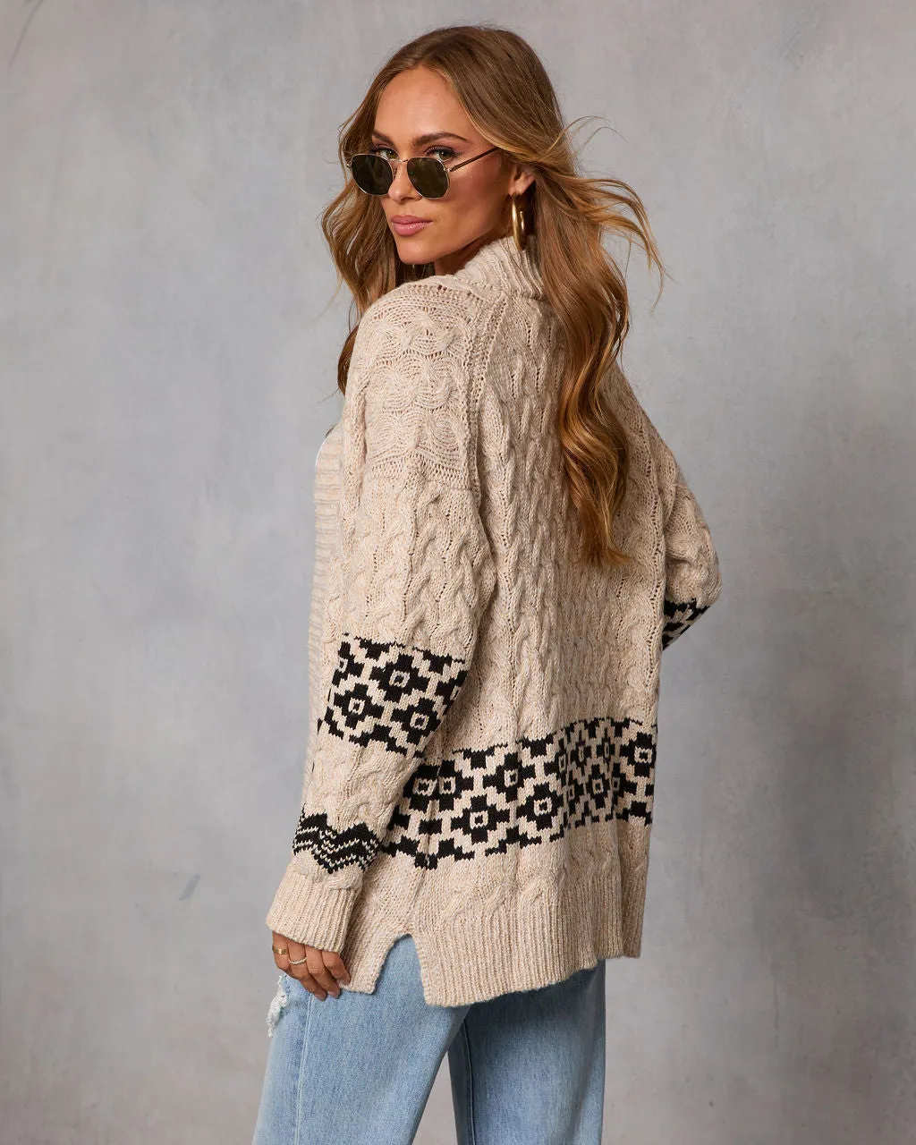 Janeth Cable Knit Printed Cardigan sold by Vici product image thumbnail 4