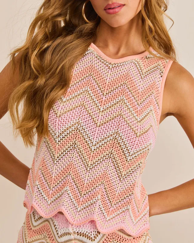 Easy Resort Abstract Open Knit Top sold by Vici