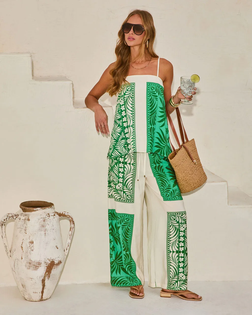 Relaxed Riviera Tropical Print Relaxed Drawstring Pant sold by Vici product image thumbnail 2