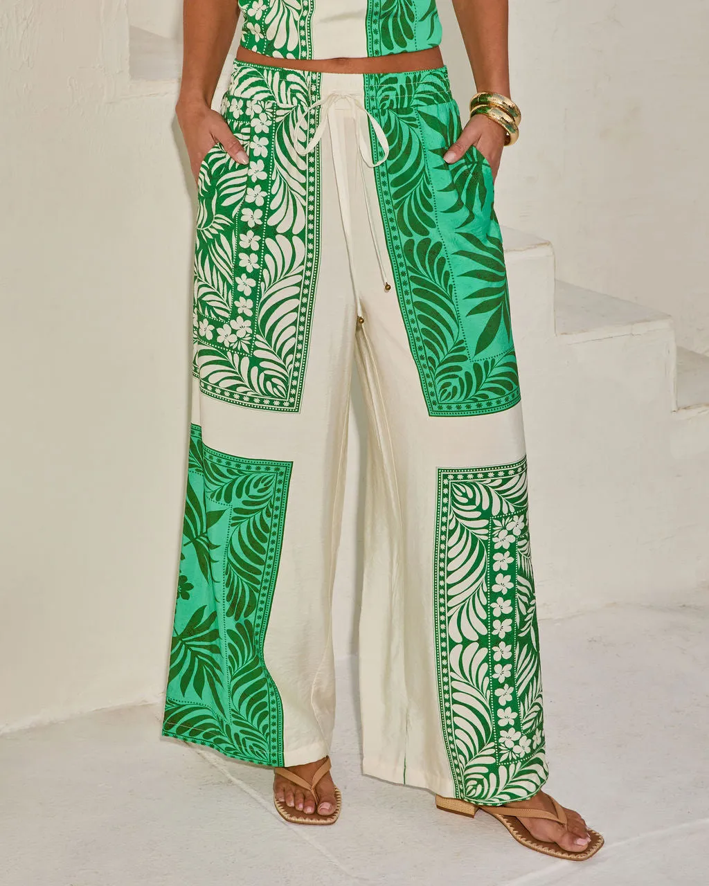 Relaxed Riviera Tropical Print Relaxed Drawstring Pant sold by Vici product image thumbnail 5