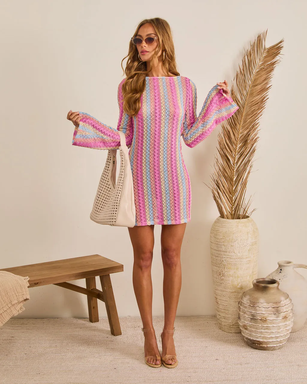 Coastal Market Crochet Cover Up Mini Dress sold by Vici