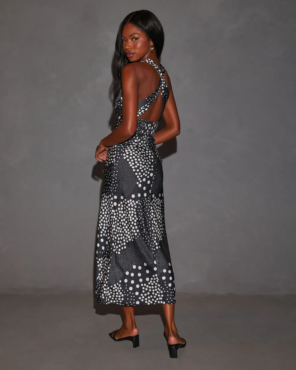 Leonie Criss-Cross Back Printed Midi Dress sold by Vici product image thumbnail 4