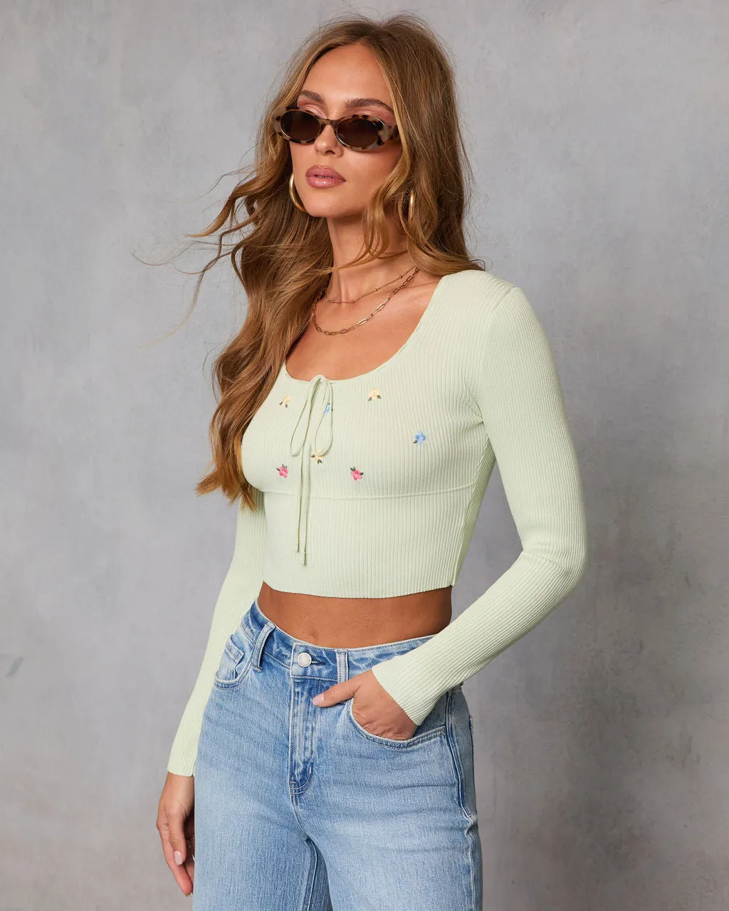 Happy Bloom Bust Tie Embroidered Top sold by Vici product image thumbnail 3