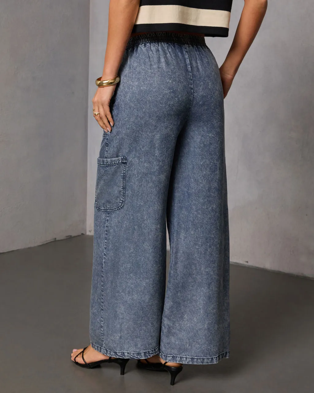 Blue Hour Chambray Cargo Pants sold by Vici product image thumbnail 4