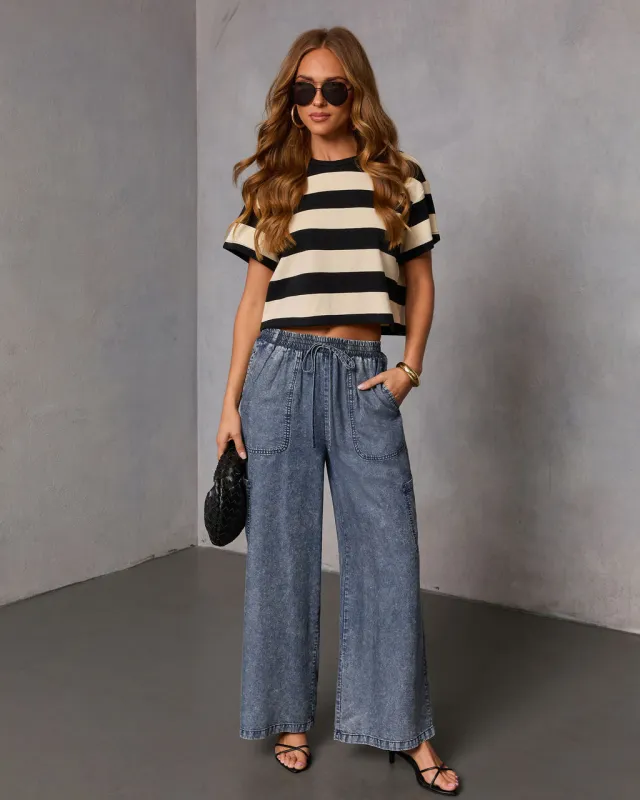 Blue Hour Chambray Cargo Pants made by Vici