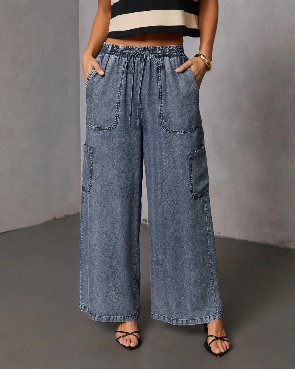 Blue Hour Chambray Cargo Pants sold by Vici product image thumbnail 2