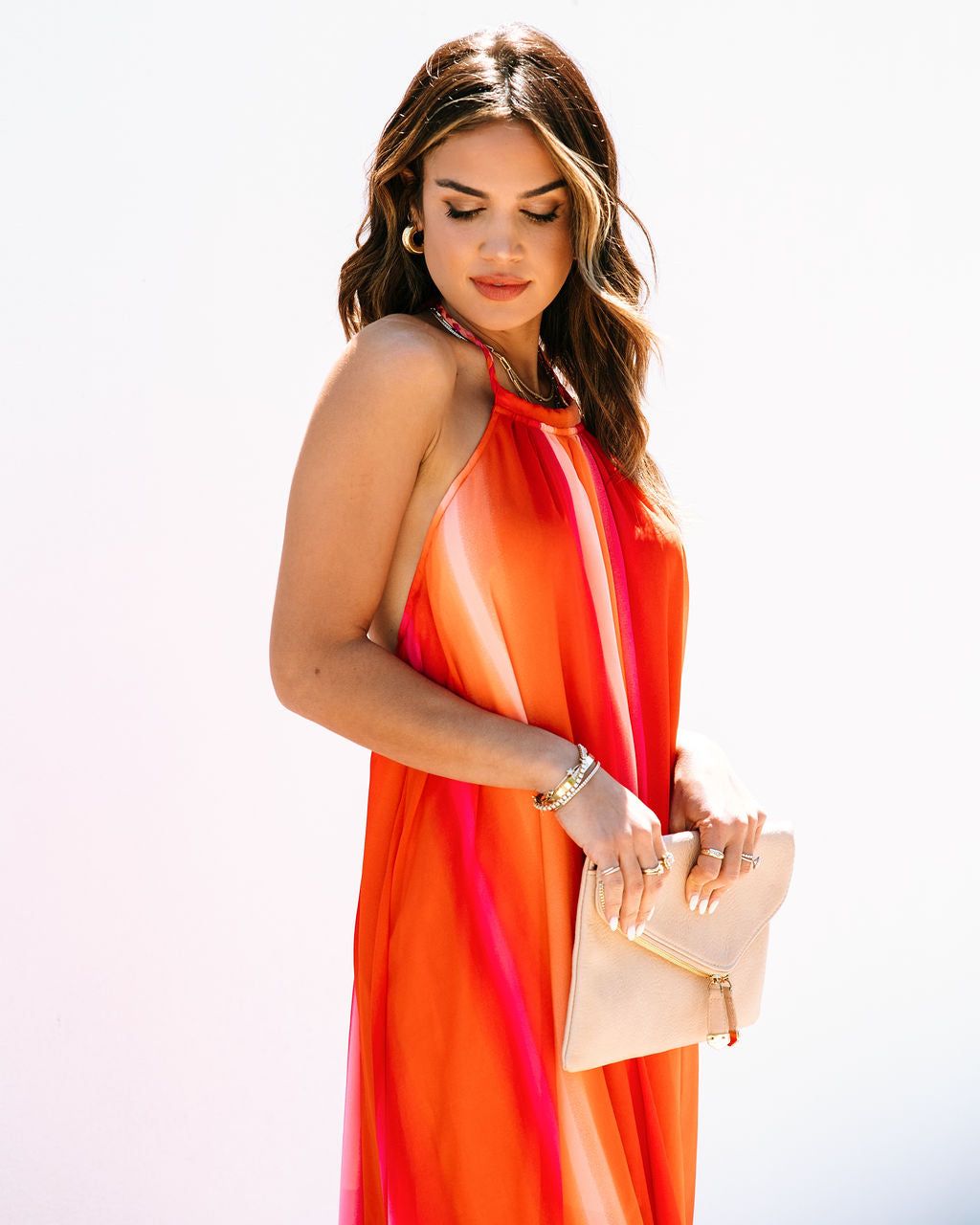 Shades Of Sunset Halter Chiffon Maxi Dress sold by Vici product image thumbnail 2