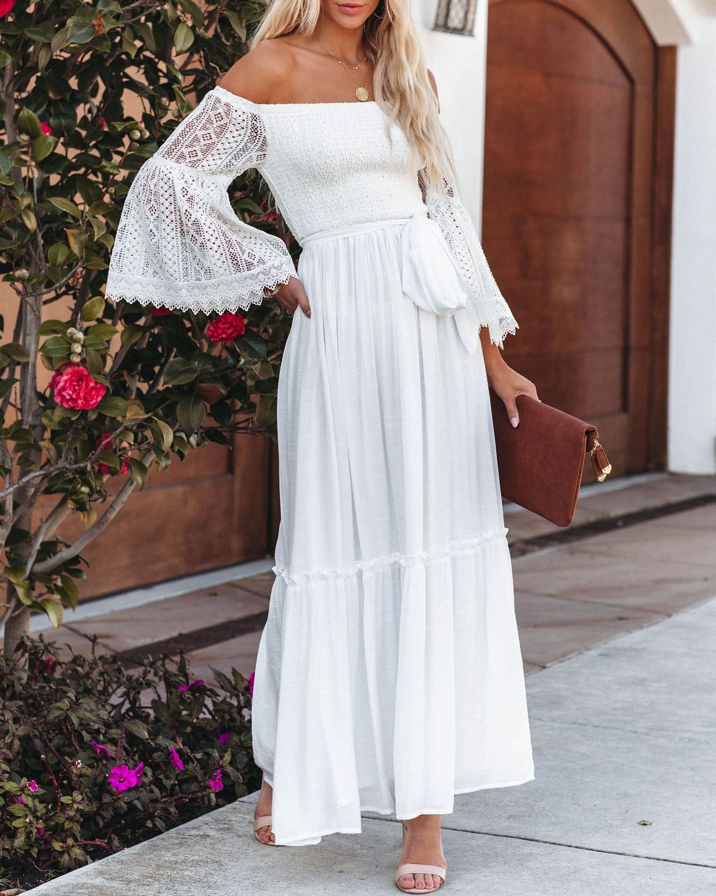 Allison Crochet Off The Shoulder Maxi Dress - Ivory - FINAL SALE sold by Vici product image thumbnail 3