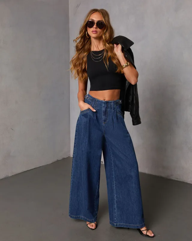 Easy Classic Stretch High Rise Wide Leg Jeans sold by Vici