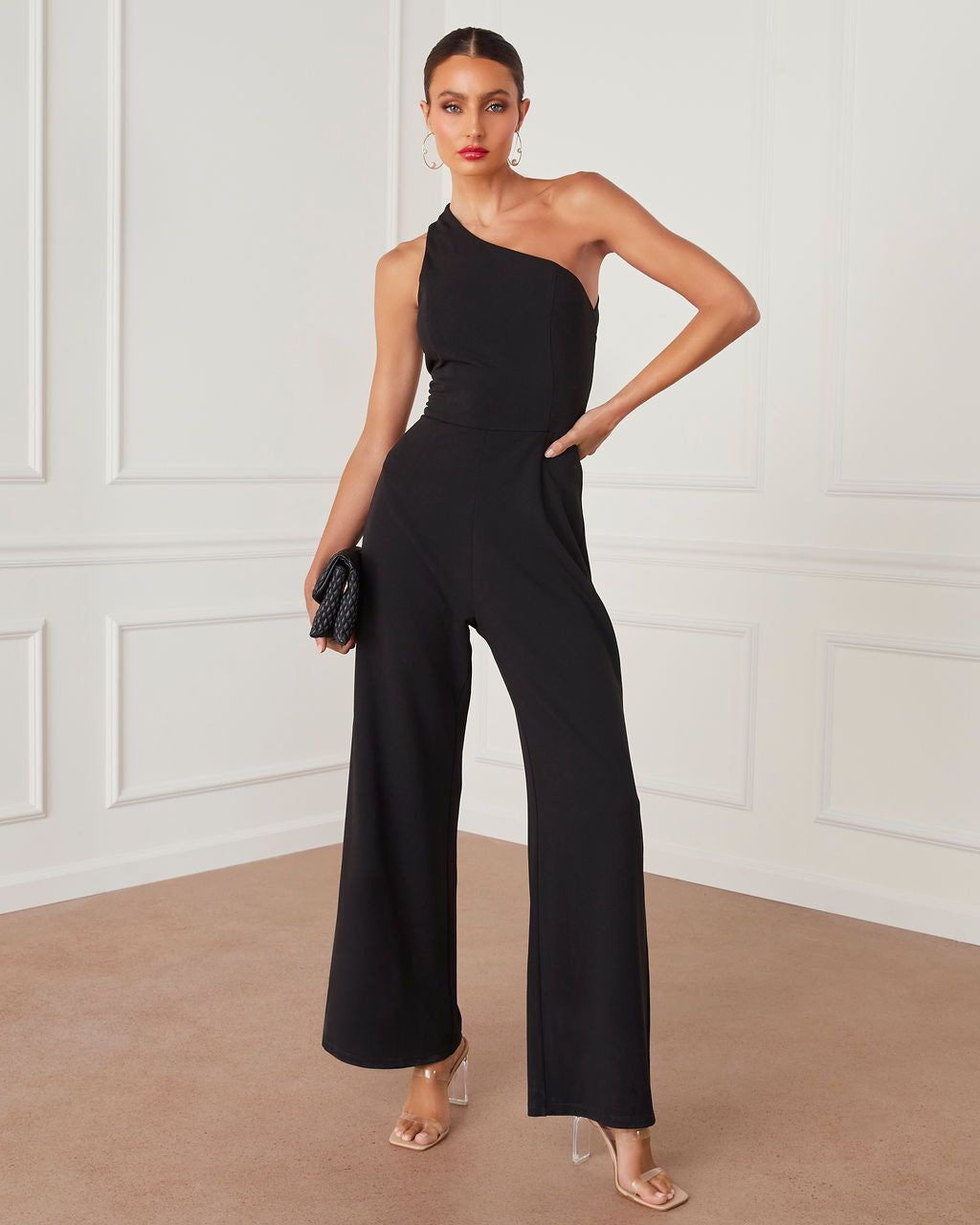 Annette One Shoulder Strappy Jumpsuit sold by Vici