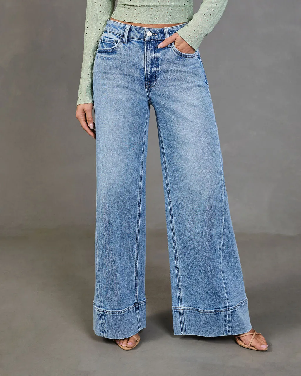 Clean Cut Stretch High Rise Wide Leg Jeans sold by Vici product image thumbnail 2