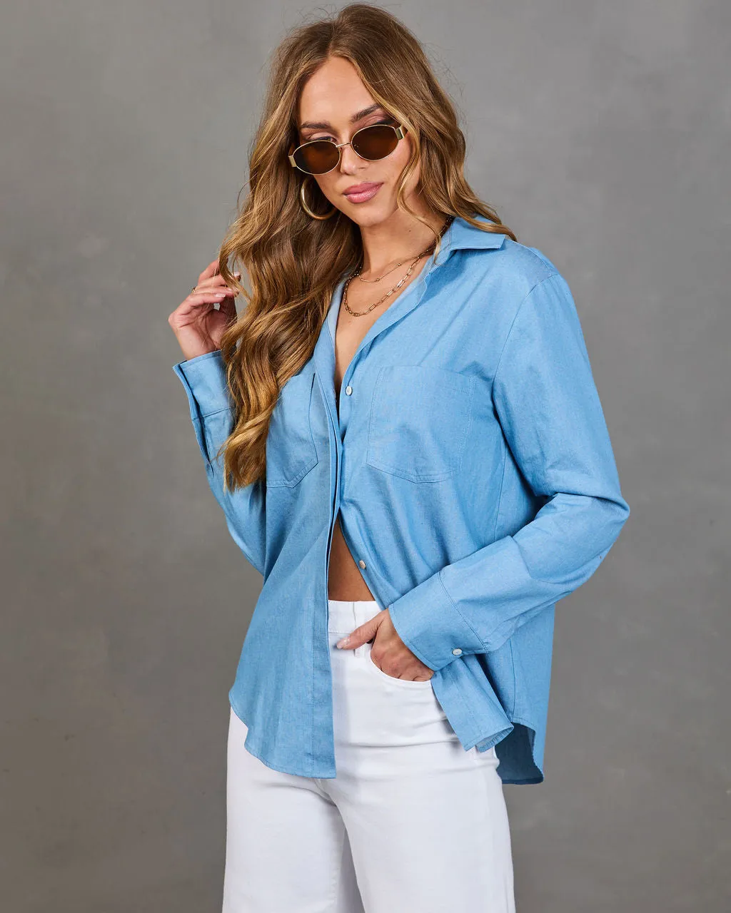 Bredan Button Down Chambray Top sold by Vici product image thumbnail 3