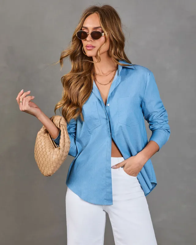 Bredan Button Down Chambray Top sold by Vici