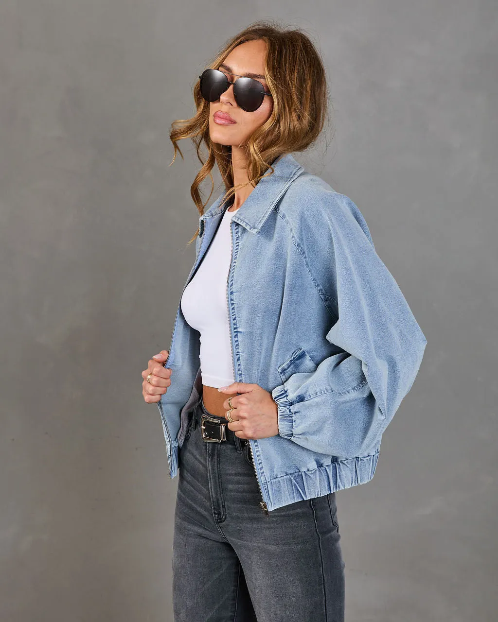 Free Spirits Denim Bomber Jacket sold by Vici product image thumbnail 3