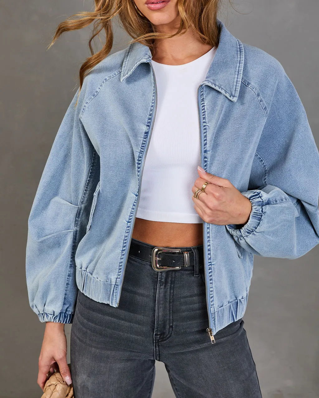 Free Spirits Denim Bomber Jacket sold by Vici product image thumbnail 5