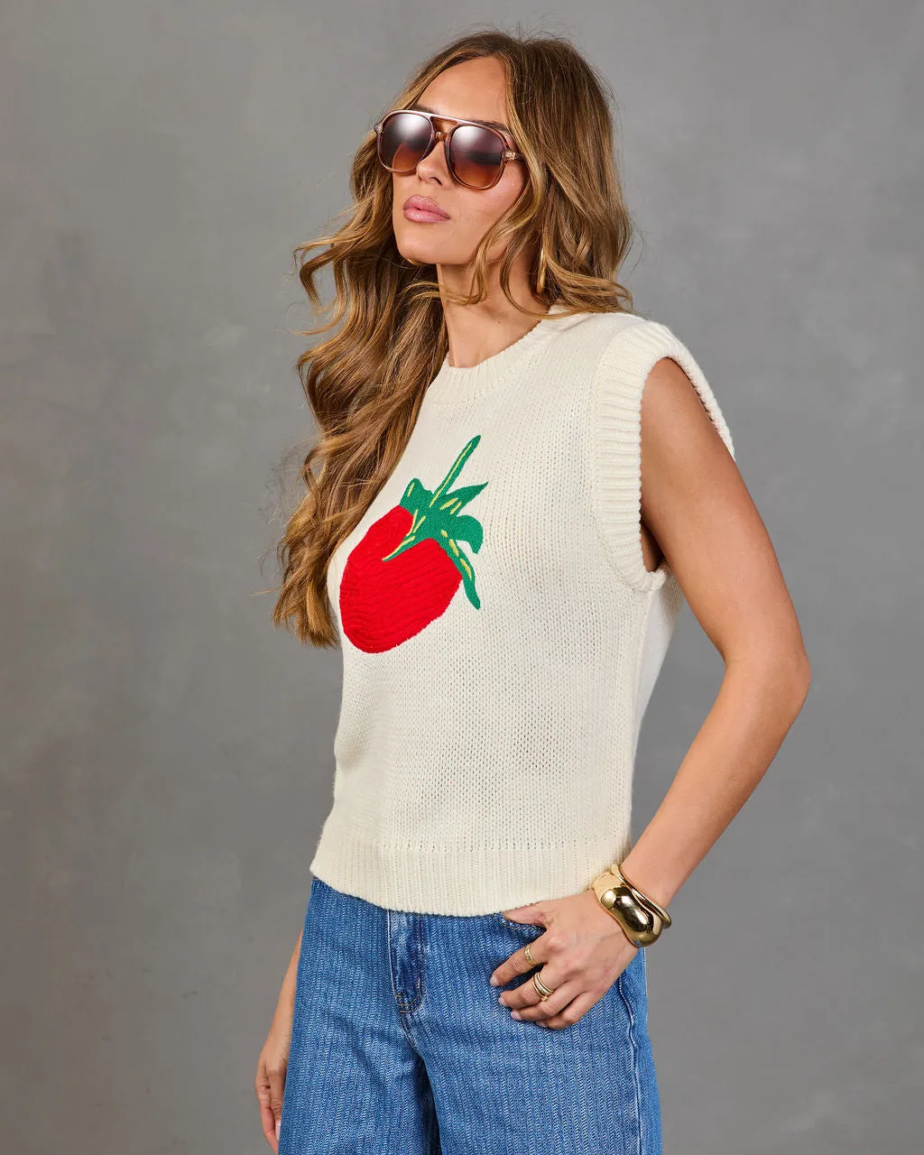 Berry Darling Knit Strawberry Sweater sold by Vici product image thumbnail 3