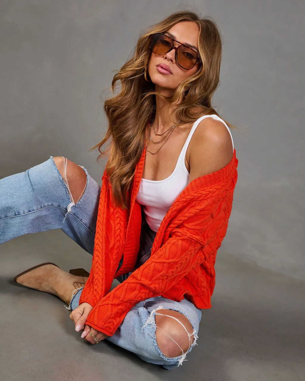 Daydream Lane Cable Knit Cardigan sold by Vici