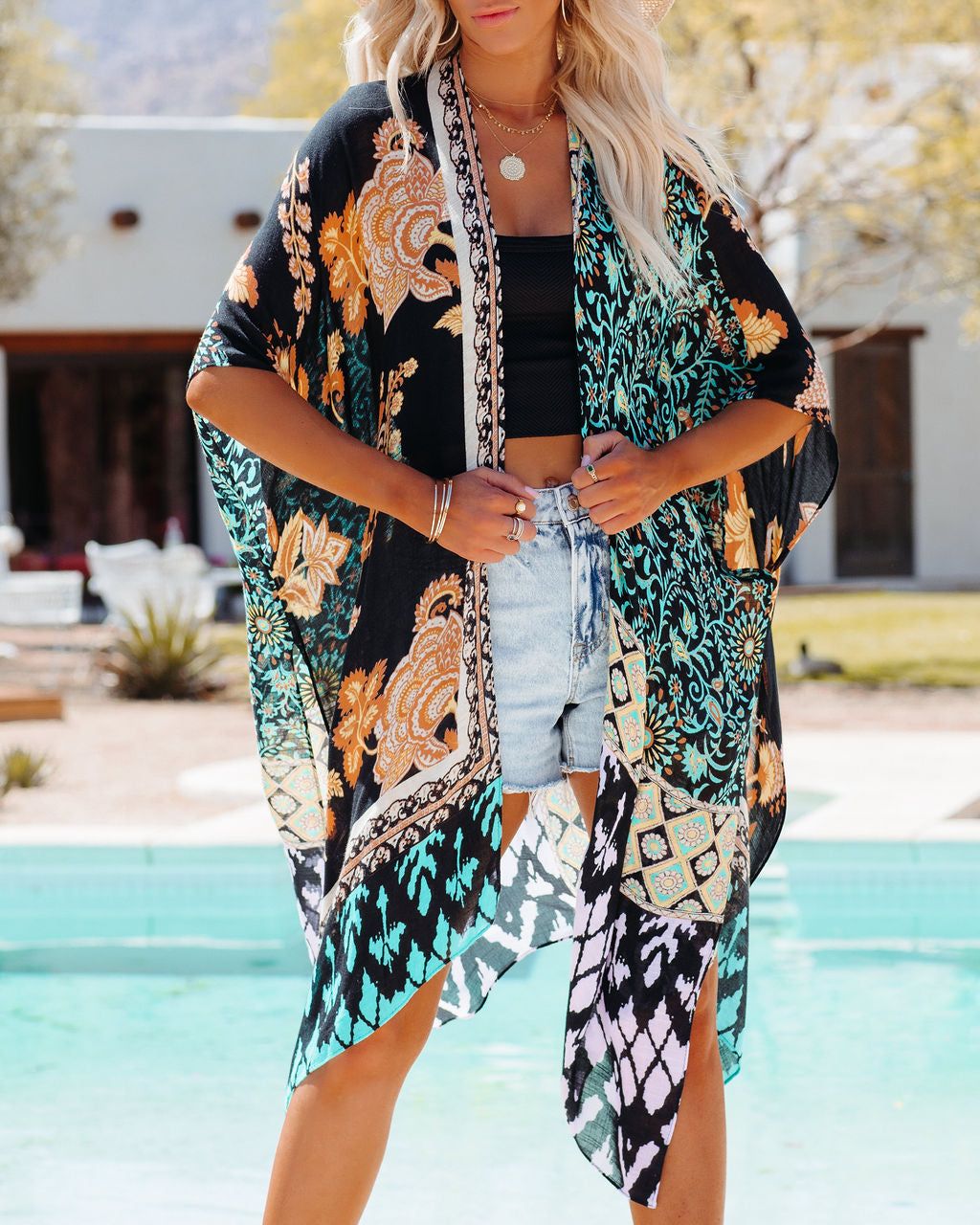 Beautiful Soul Printed Kaftan - Black Multi sold by Vici product image thumbnail 3