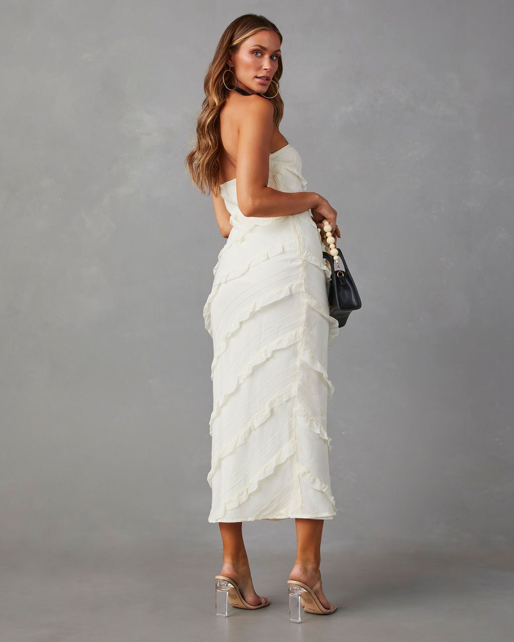 Baylie Strapless Ruffle Stitch Maxi Dress - Ivory - SALE sold by Vici product image thumbnail 2