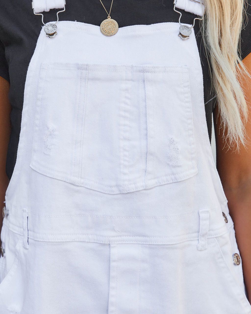 Jorgie Pocketed Denim Overall Dress - White - SALE sold by Vici product image thumbnail 4