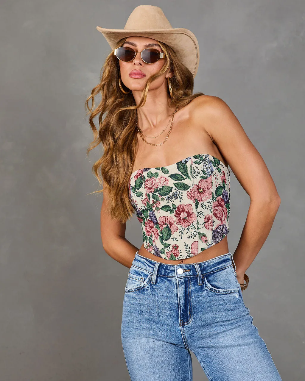 Blissful Blooms Floral Tapestry Corset Top sold by Vici product image thumbnail 2