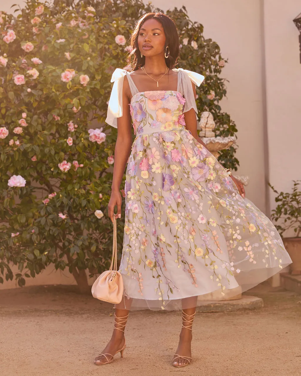 Falling Petals Floral Applique Midi Dress sold by Vici product image thumbnail 5