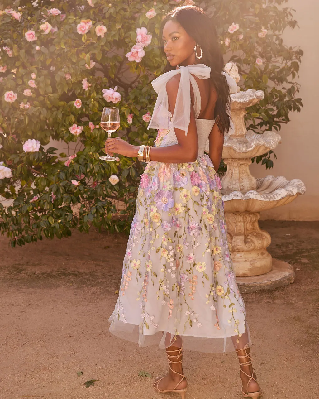 Falling Petals Floral Applique Midi Dress sold by Vici product image thumbnail 4