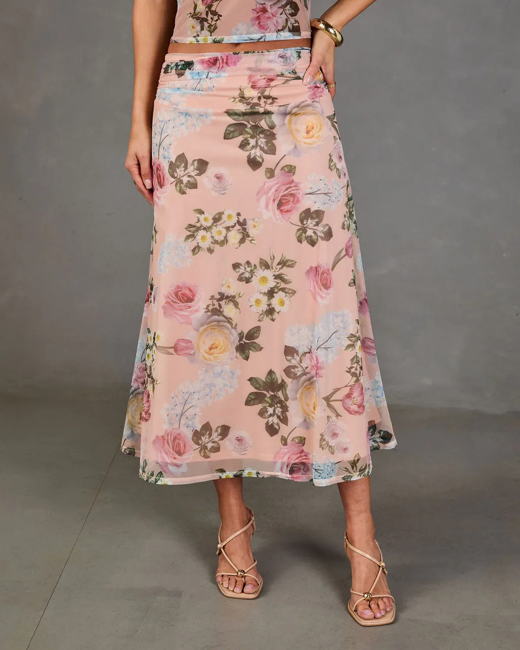 Petal Dream Floral Mesh Midi Skirt sold by Vici product image thumbnail 2