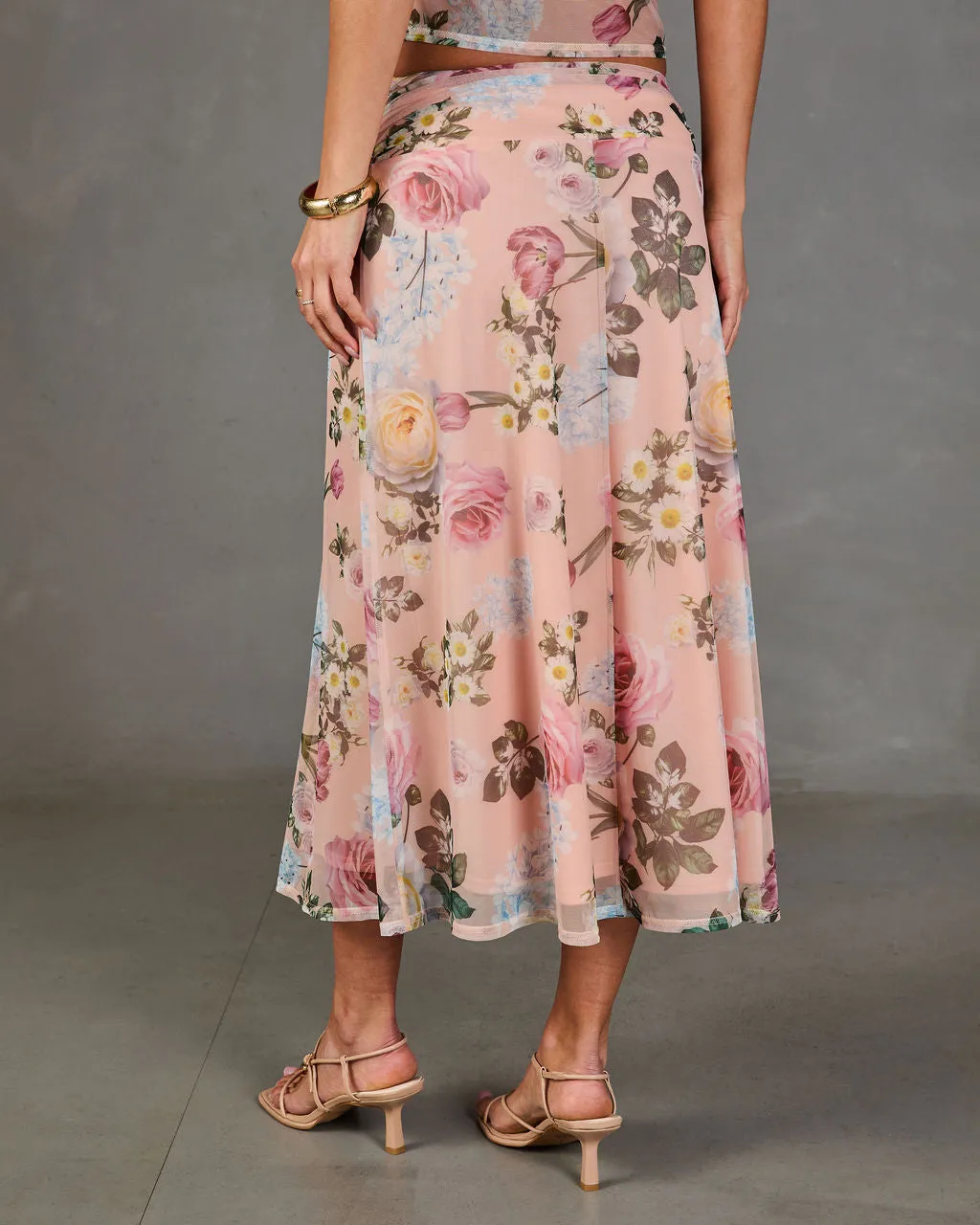 Petal Dream Floral Mesh Midi Skirt sold by Vici product image thumbnail 4