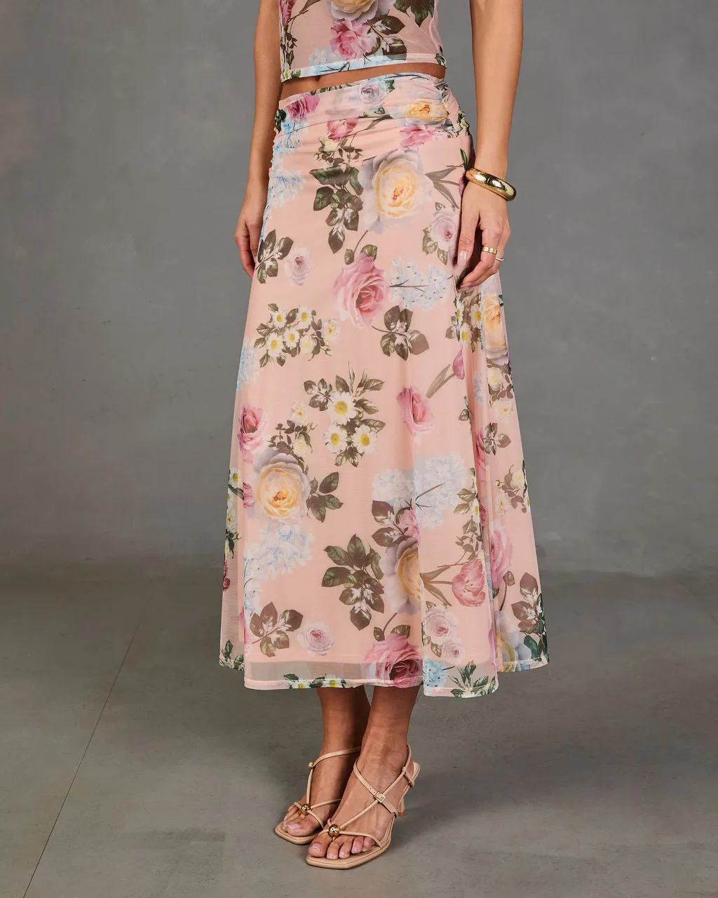 Petal Dream Floral Mesh Midi Skirt sold by Vici product image thumbnail 3
