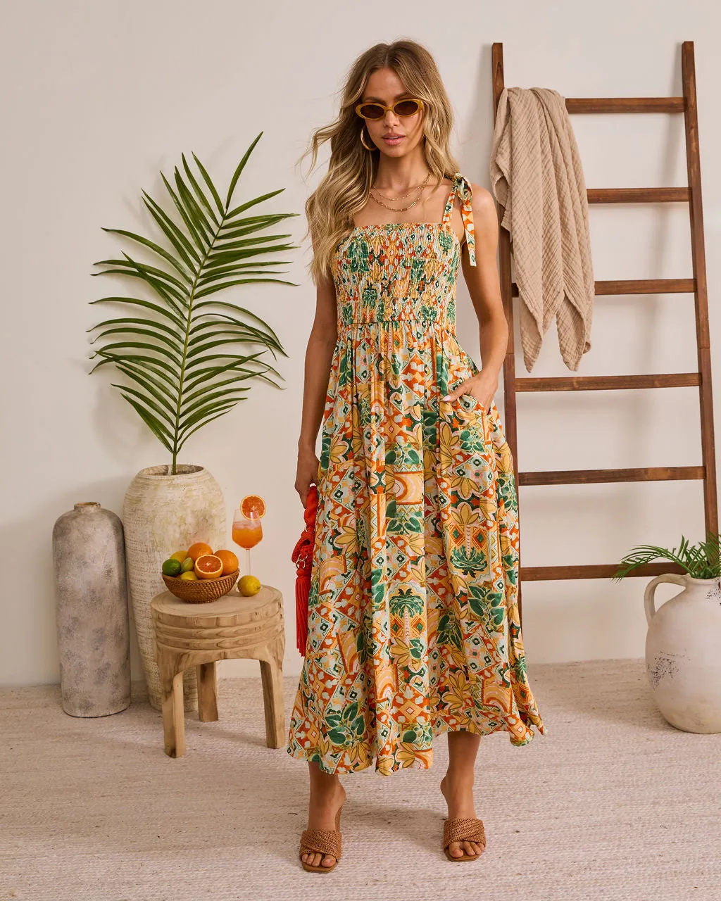 Ocean Light Tropical Print Maxi Dress sold by Vici
